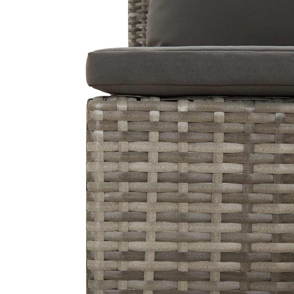 2-tlg. Garten-Lounge-Set mit Kissen Grau Poly Rattan