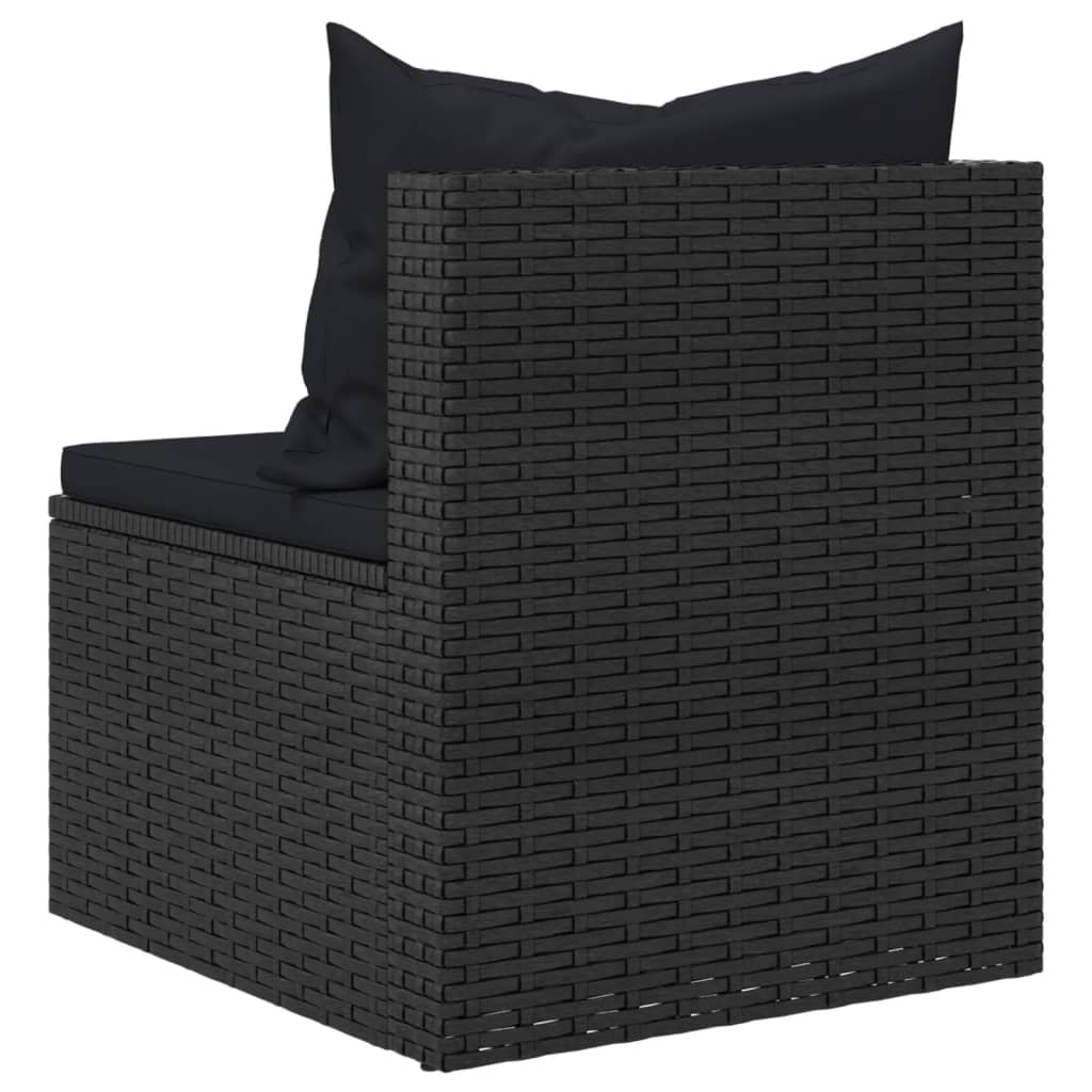 Garten-Mittelsofas mit Kissen 2 Stk. Schwarz Poly Rattan