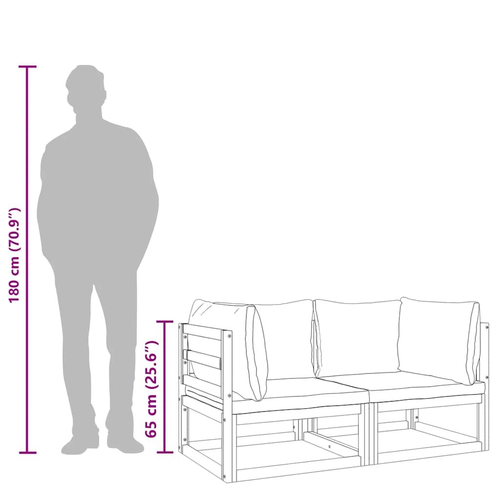 Modular-Ecksofas 2 Stk. mit Kissen Taupe Massivholz Akazie