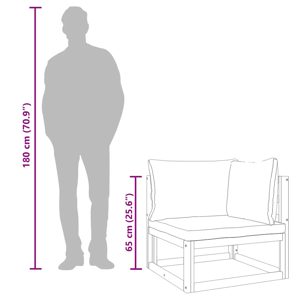 Modular-Ecksofa mit Hellgrauen Kissen Massivholz Akazie