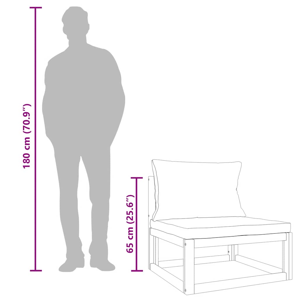 Garten-Mittelsofa mit Hellgrauen Kissen Massivholz Akazie