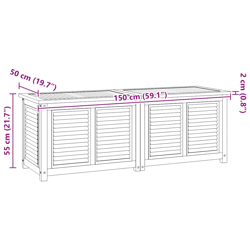 Gartenbox mit Beutel 150x50x55 cm Massivholz Teak