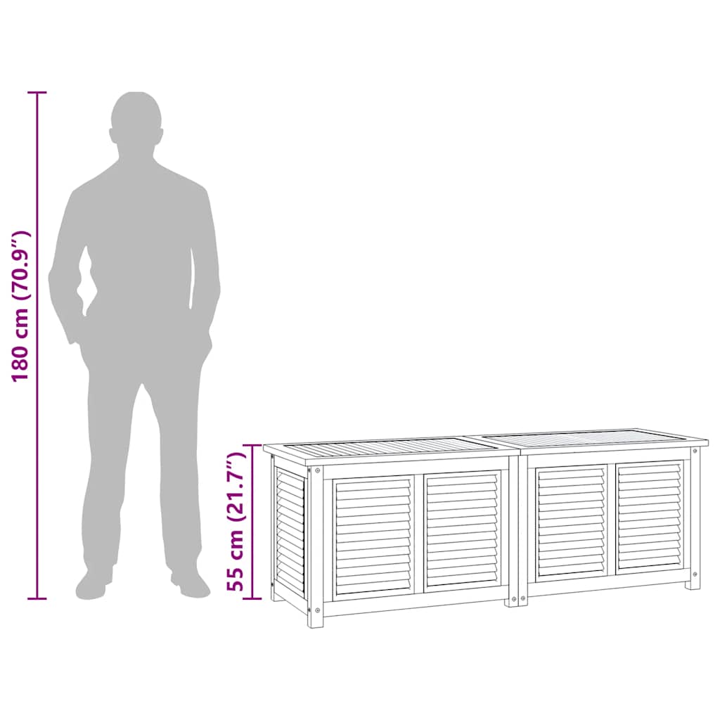Gartenbox mit Beutel 150x50x55 cm Massivholz Teak