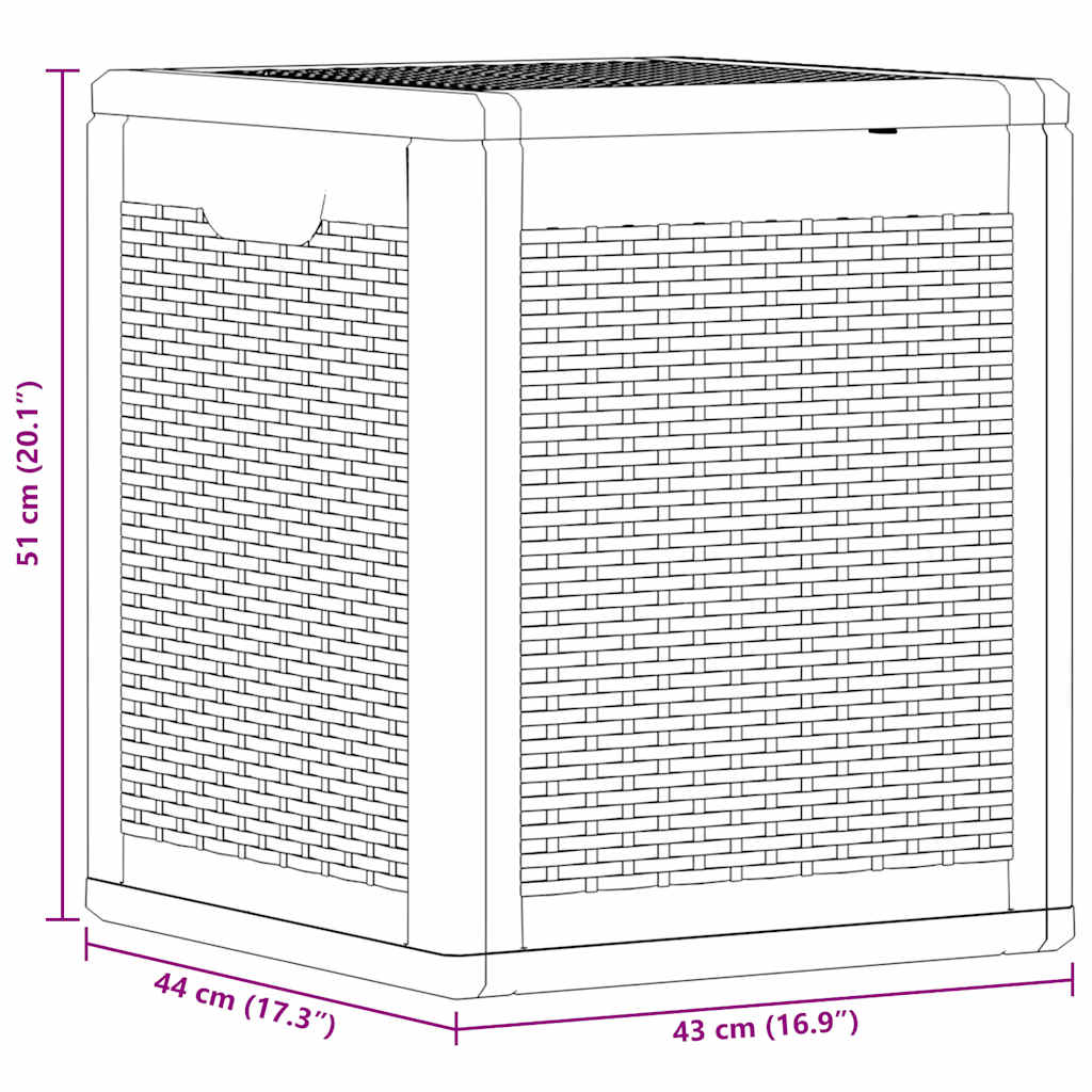 Gartenbox Grau PP Rattan 90 L