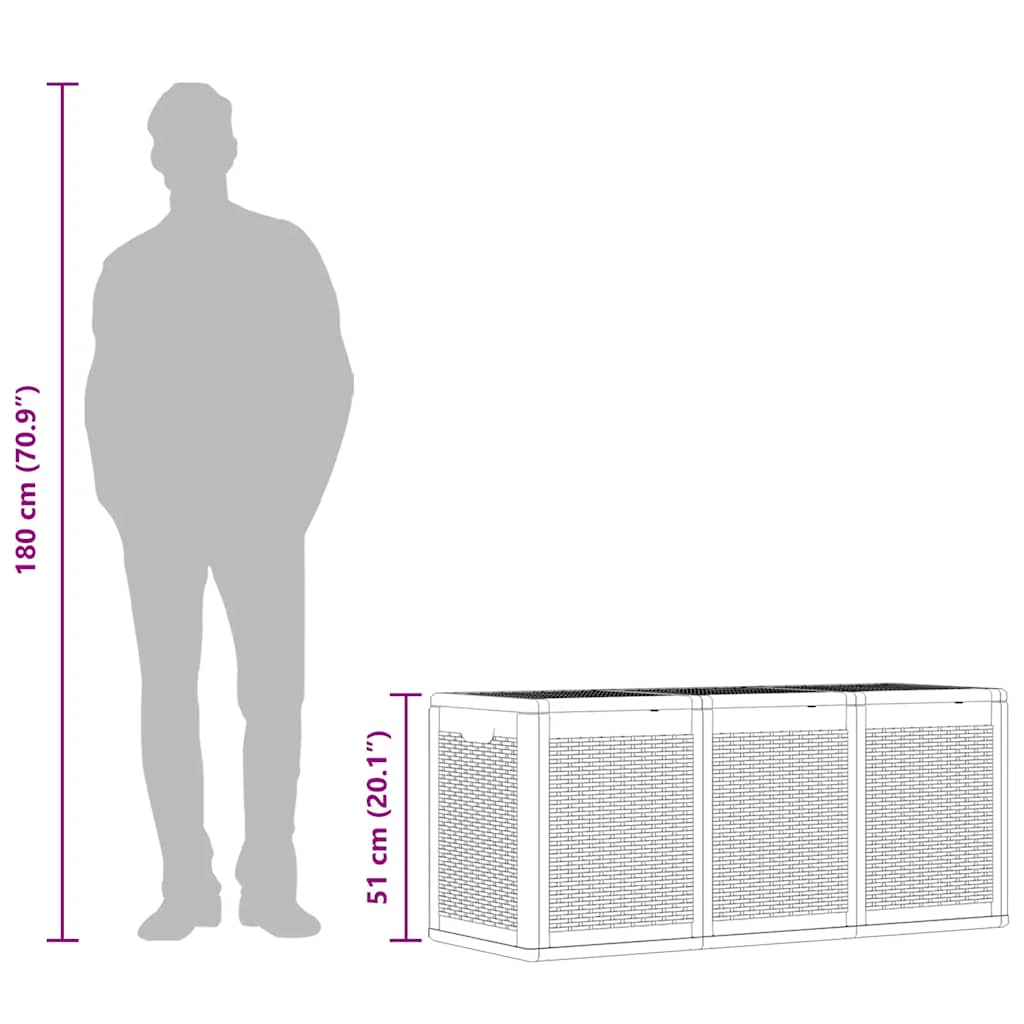 Gartenbox Grau PP Rattan 270 L