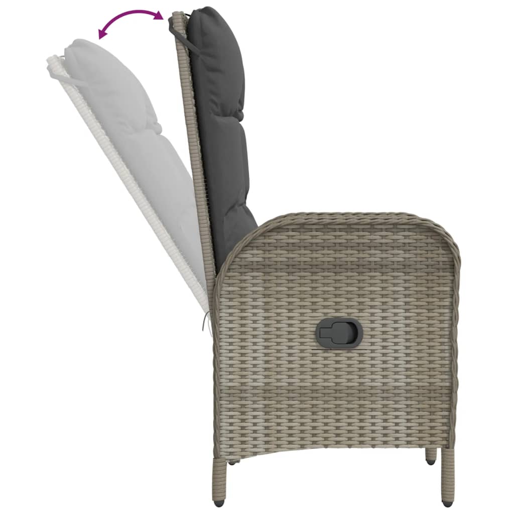 4-tlg. Garten-Essgruppe mit Kissen Grau Poly Rattan