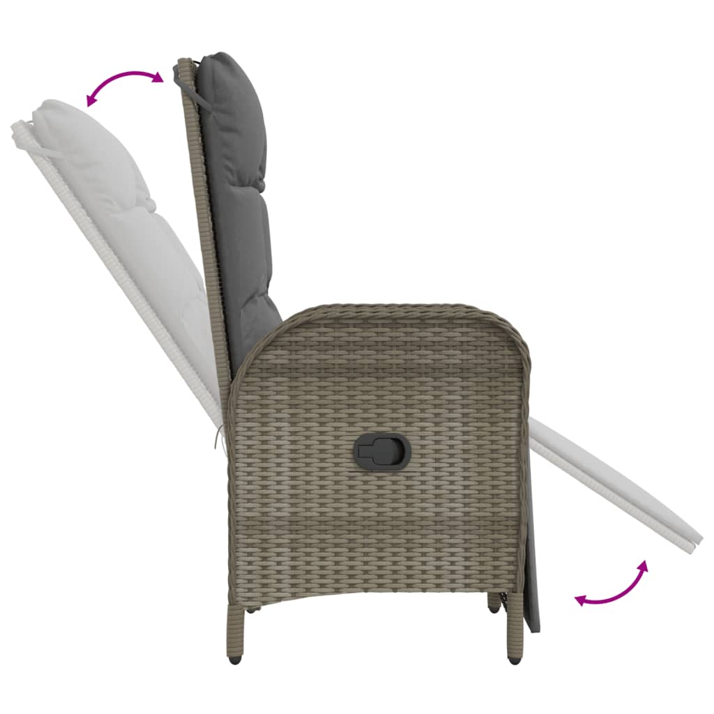 4-tlg. Garten-Essgruppe mit Kissen Grau Poly Rattan