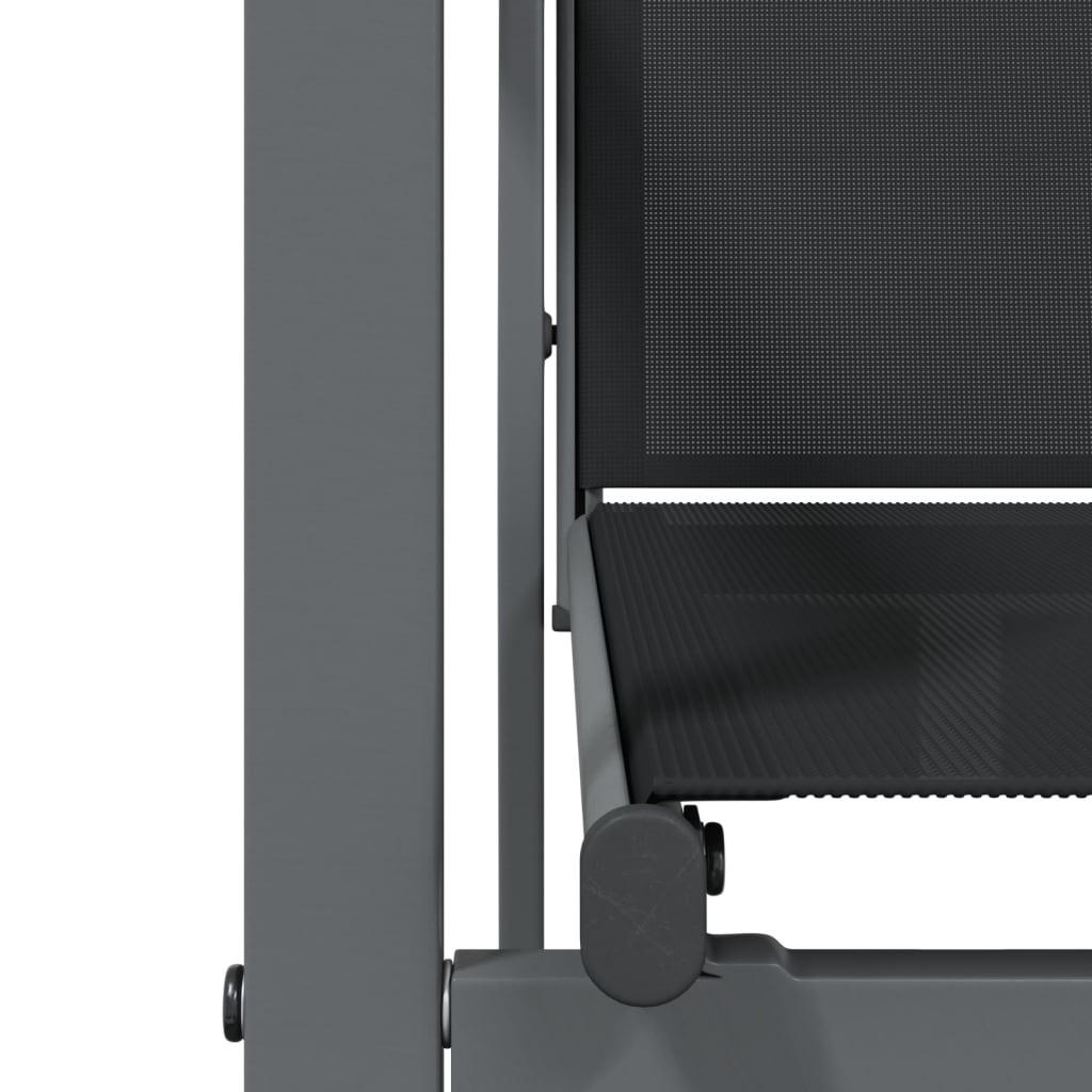 7-tlg. Garten-Essgruppe Schwarz Textilene und Stahl