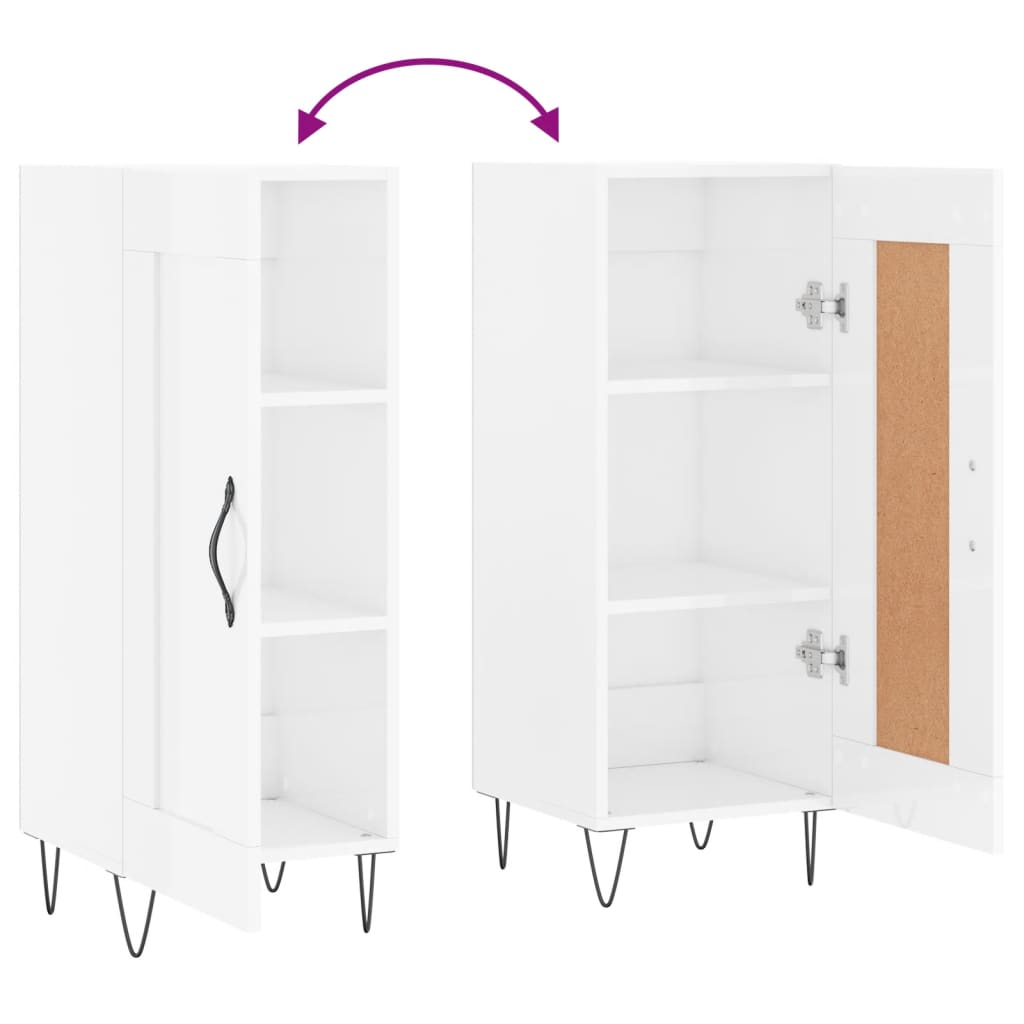 Sideboard Hochglanz-Weiß 34,5x34x90 cm Holzwerkstoff