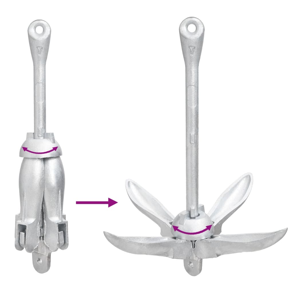 Klappanker mit Seil Silber 4 kg feuerverzinktes Gusseisen