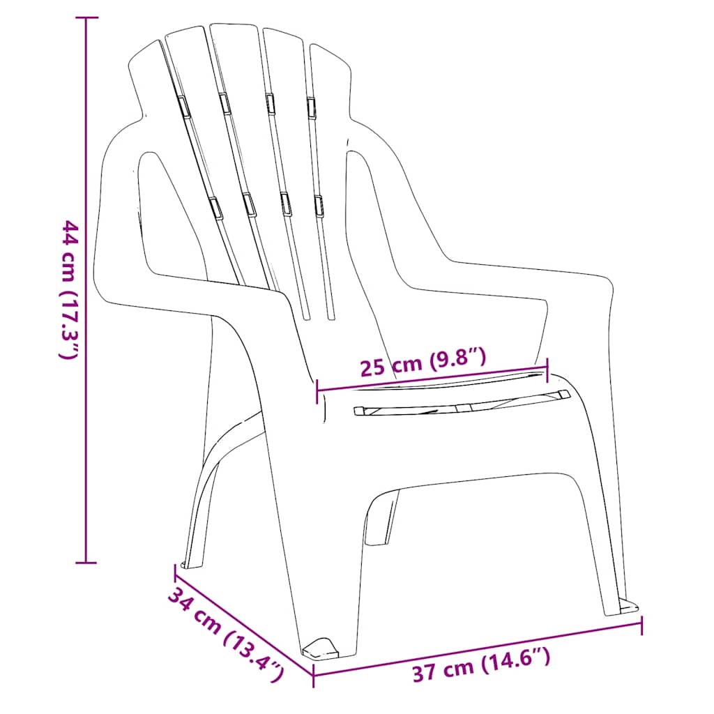 Kinder-Gartenstühle 2 Stk. Rot 37x34x44 cm PP Holzoptik