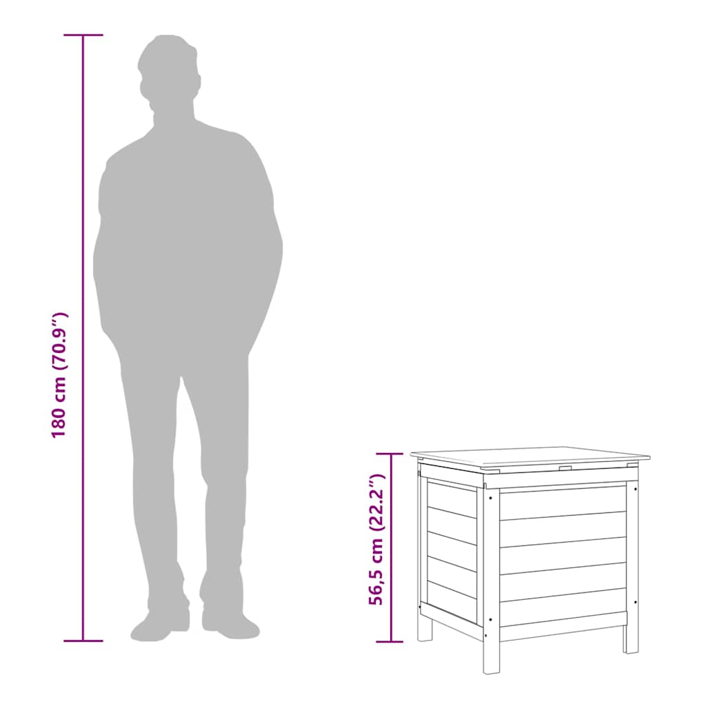 Gartentruhe Anthrazit 50x49x56,5 cm Massivholz Tanne