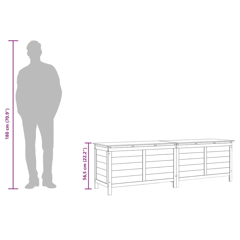 Gartentruhe 198,5x50x56,5 cm Massivholz Tanne