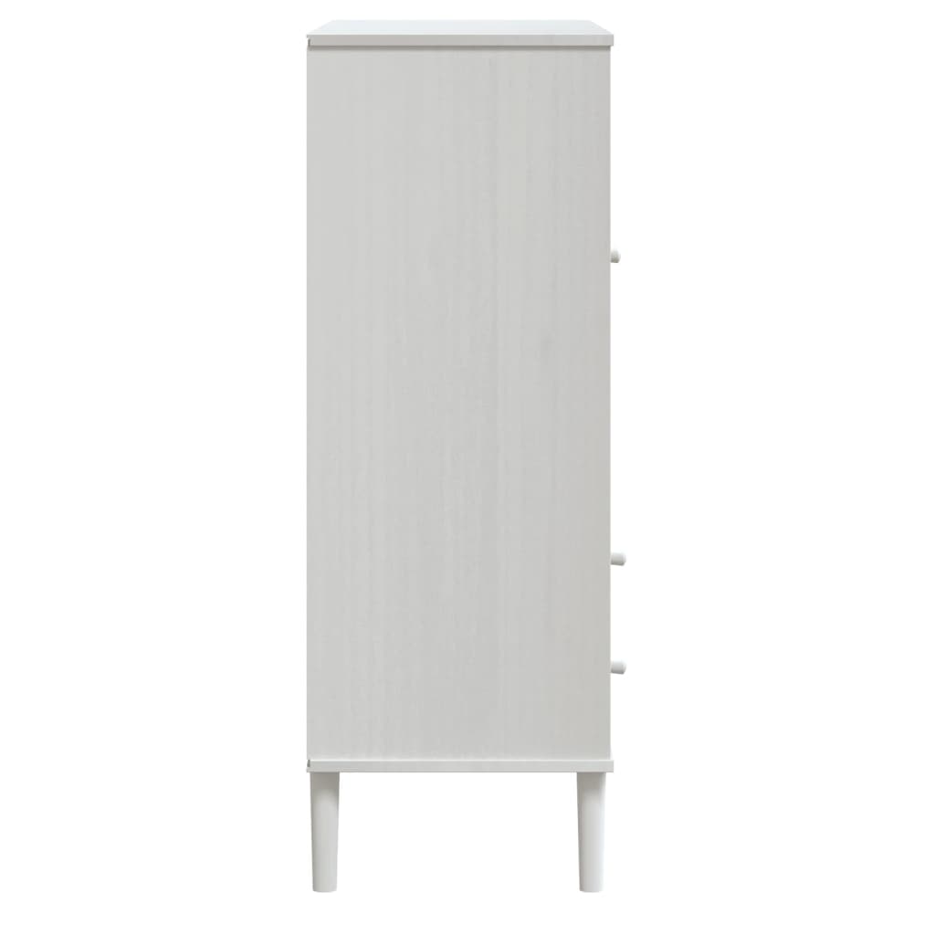 Highboard SENJA Rattan-Optik Weiß 90x40x112 cm Kiefernholz