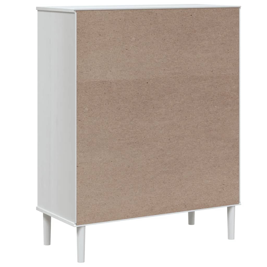 Highboard SENJA Rattan-Optik Weiß 90x40x112 cm Kiefernholz