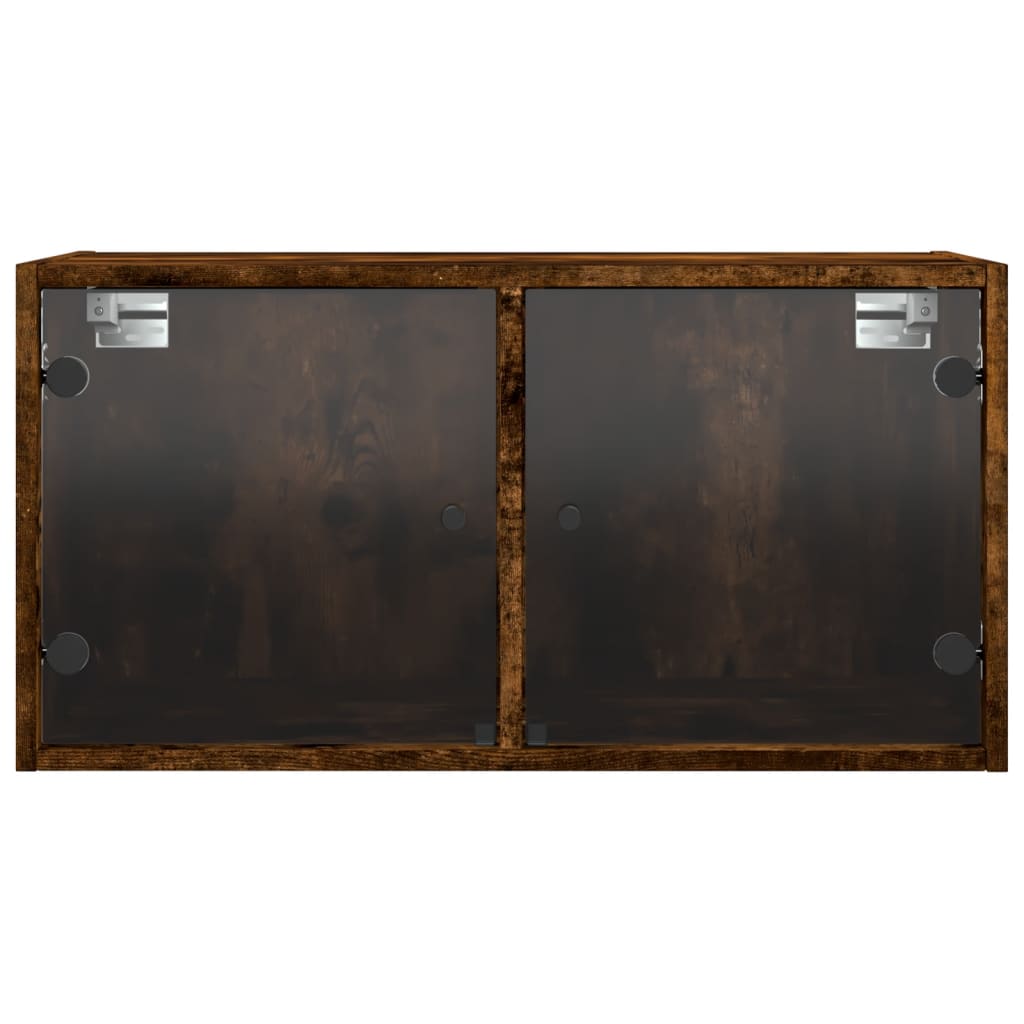 Wandschränke mit Glastüren 2 Stk. Räuchereiche 68,5x37x35 cm