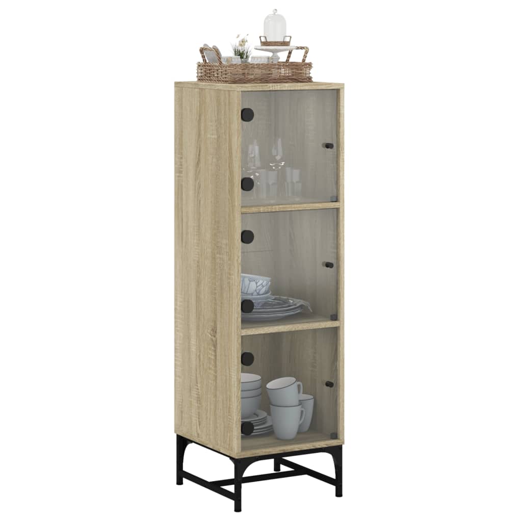 Highboard mit Glastüren Sonoma-Eiche 35x37x120 cm