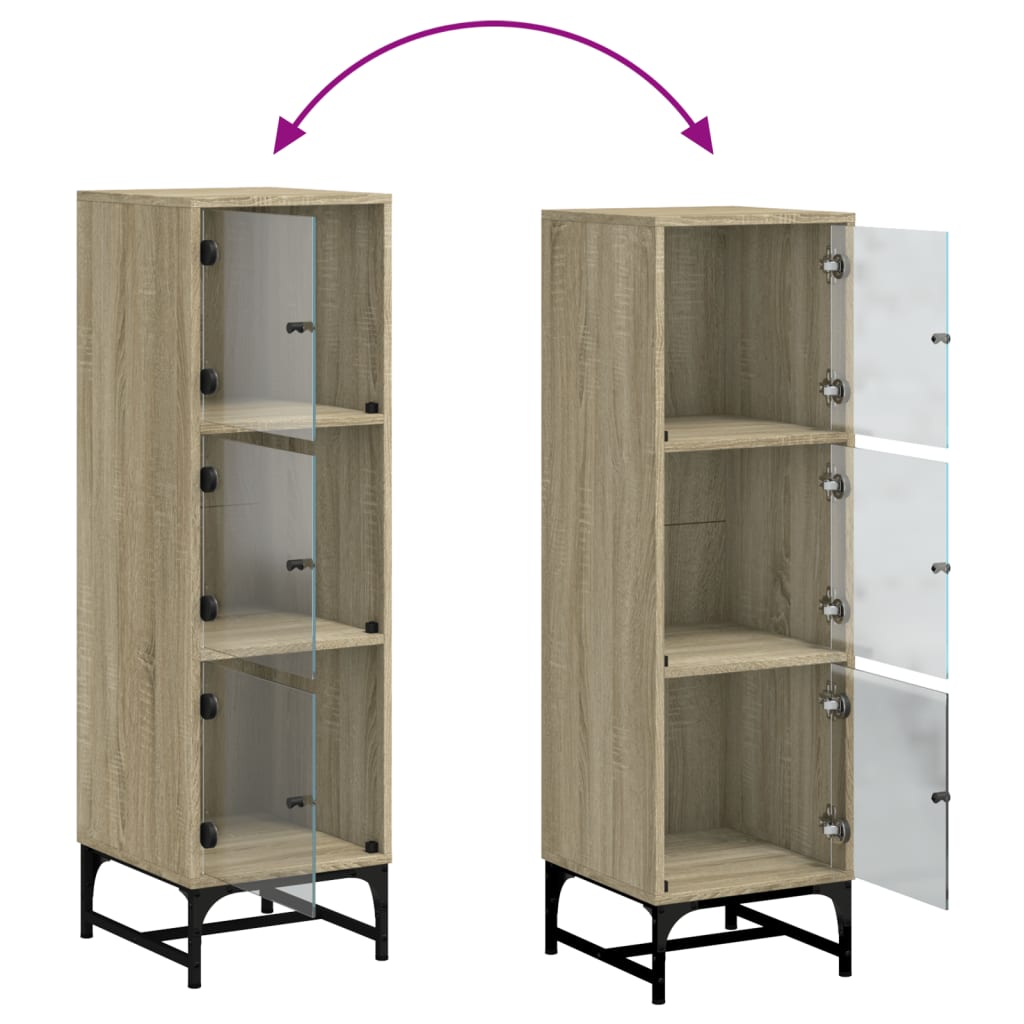 Highboard mit Glastüren Sonoma-Eiche 35x37x120 cm