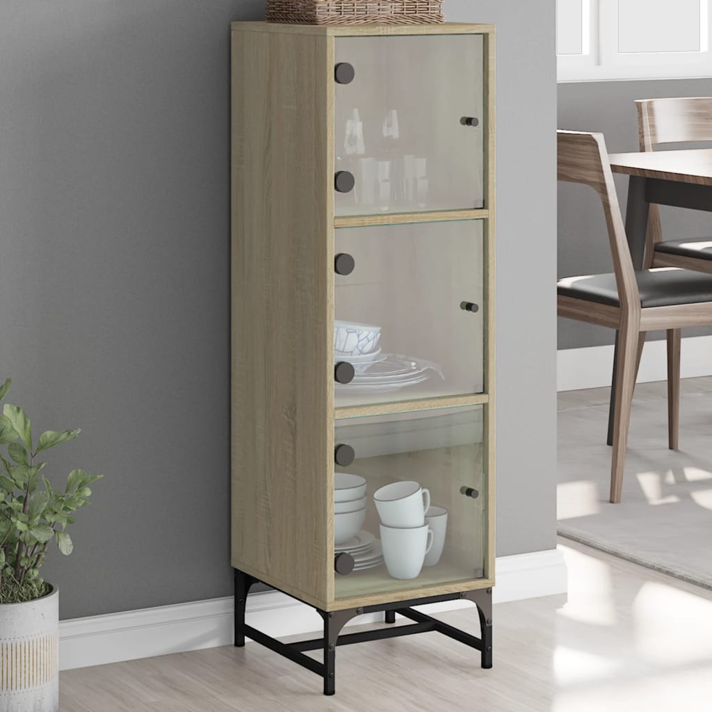 Highboard mit Glastüren Sonoma-Eiche 35x37x120 cm