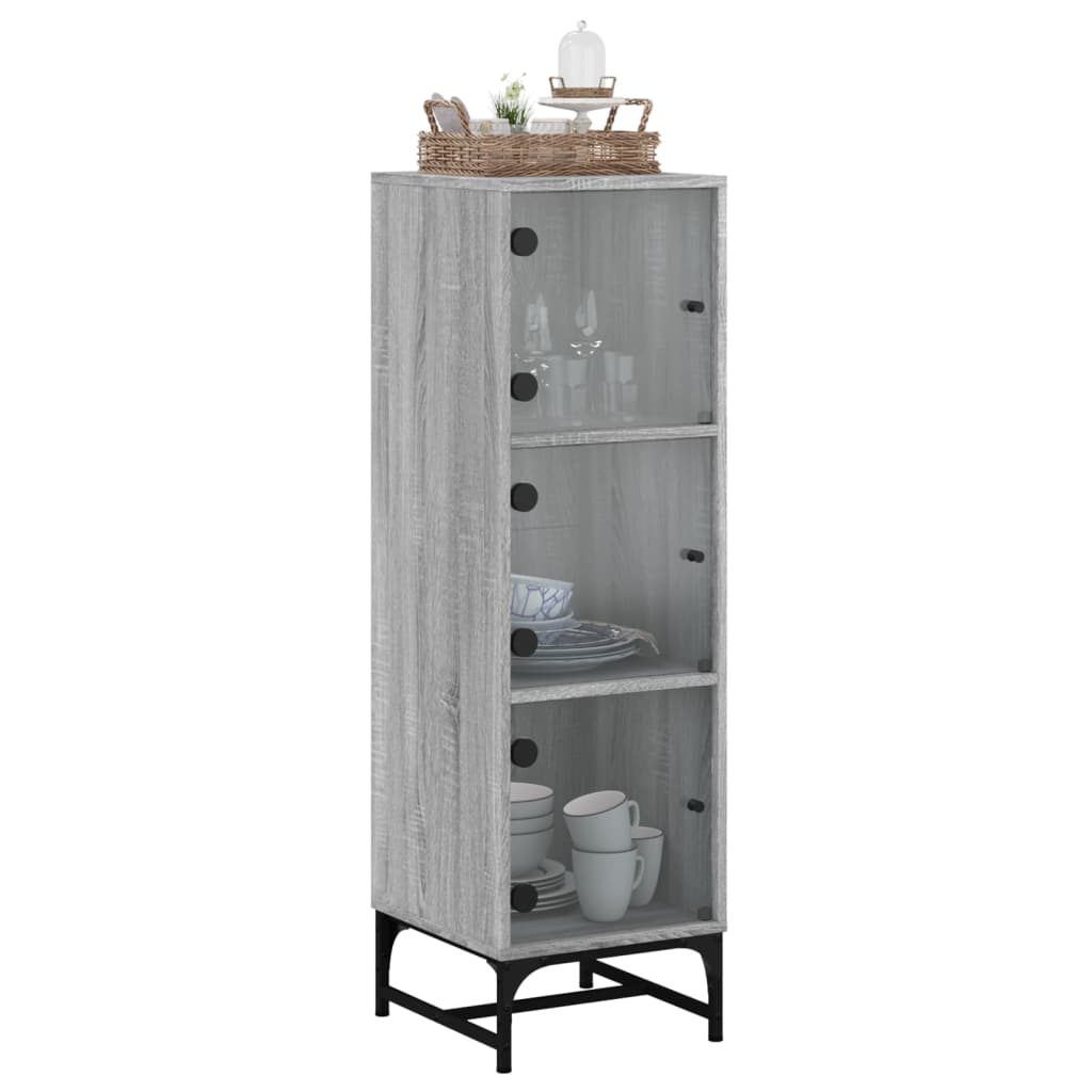Highboard mit Glastüren Grau Sonoma 35x37x120 cm