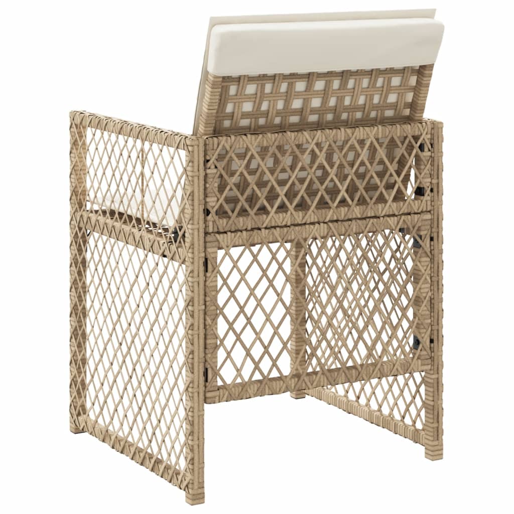 Gartenstühle mit Kissen 4 Stk. Beige Poly Rattan