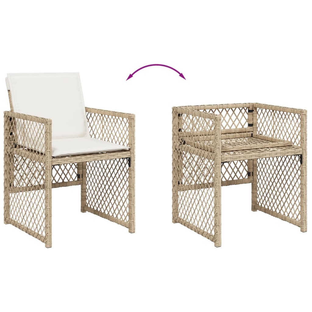 Gartenstühle mit Kissen 4 Stk. Beige Poly Rattan