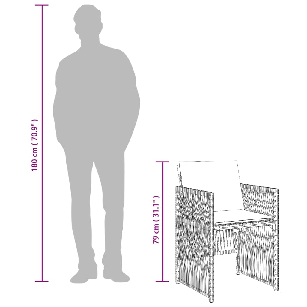 Gartenstühle mit Kissen 4 Stk. Schwarz Poly Rattan