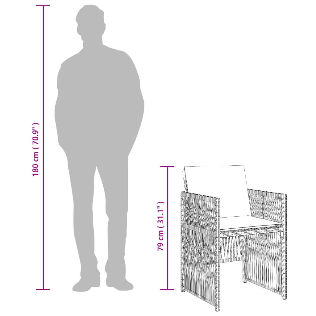 Gartenstühle mit Kissen 4 Stk. Schwarz Poly Rattan