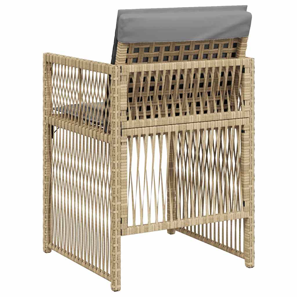 Gartenstühle mit Kissen 4 Stk. Beigemischung Poly Rattan