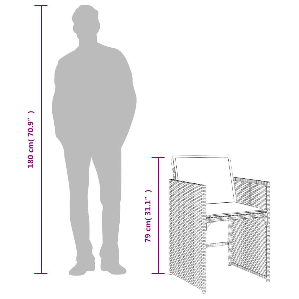 Gartenstühle mit Kissen 4 Stk. Beigemischung Poly Rattan