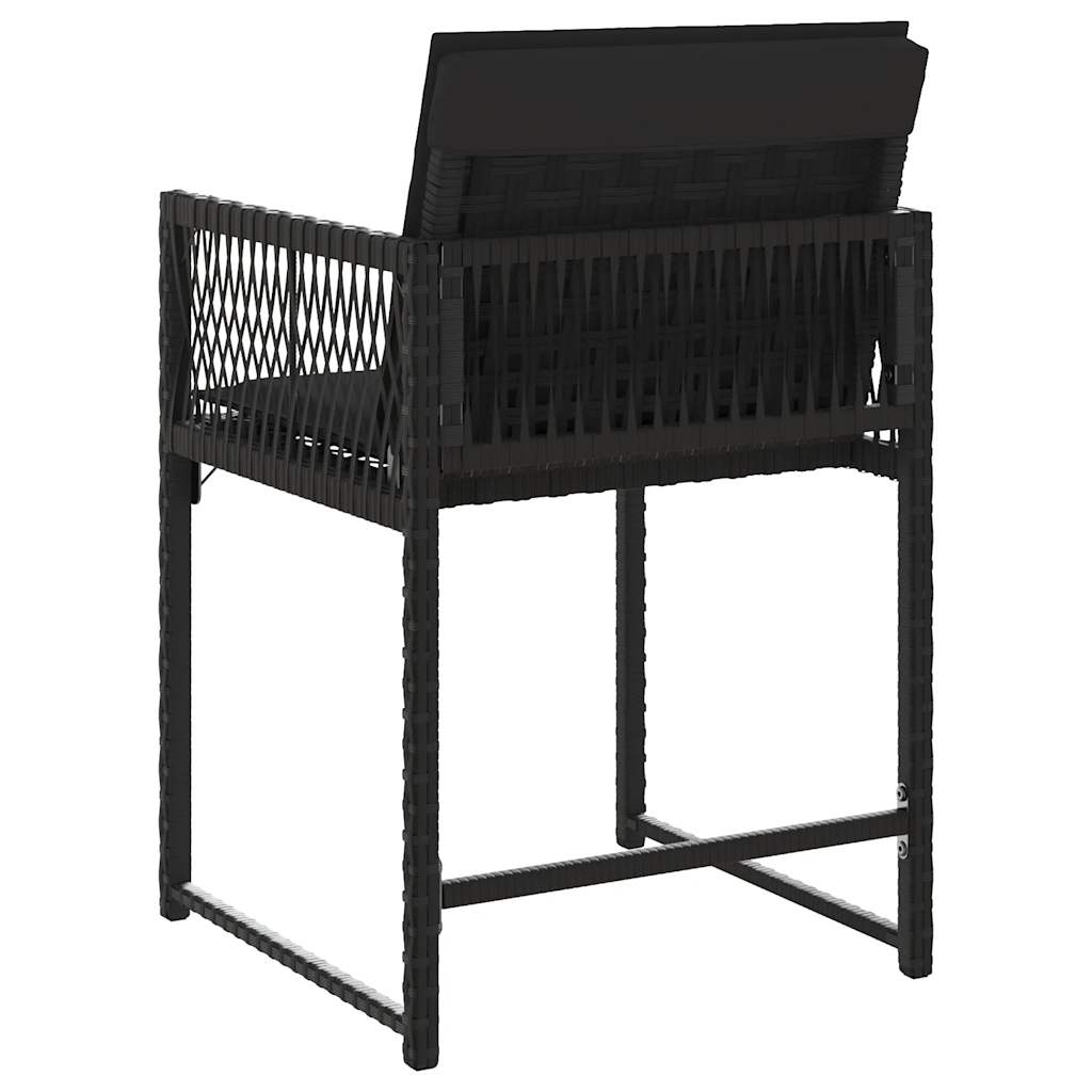 Gartenstühle mit Kissen 4 Stk. Schwarz Poly Rattan