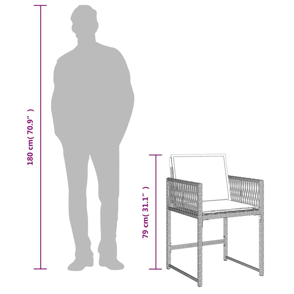 Gartenstühle mit Kissen 4 Stk. Hellgrau Poly Rattan