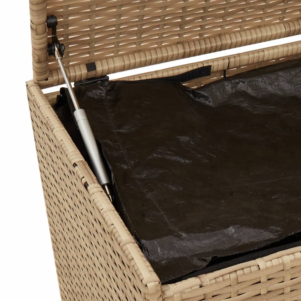 Gartentruhe mit Rollen Beige 190L Poly Rattan