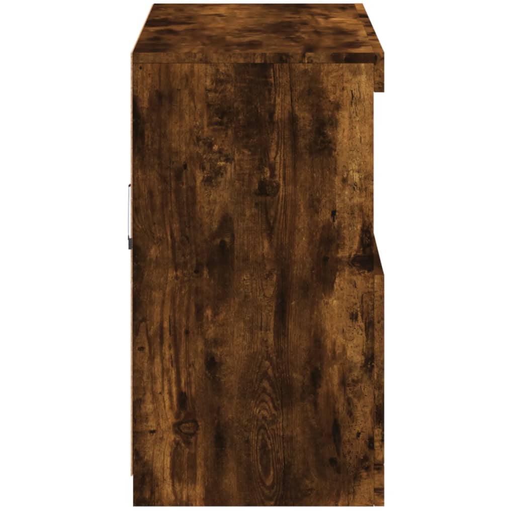 Sideboard mit LED-Leuchten Räuchereiche 81x37x67 cm