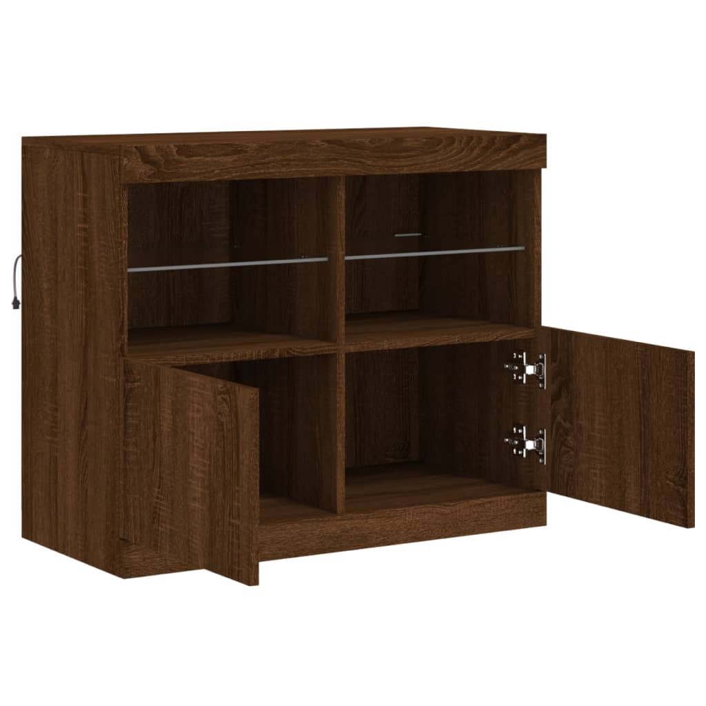 Sideboard mit LED-Leuchten Braun Eichen-Optik 81x37x67 cm