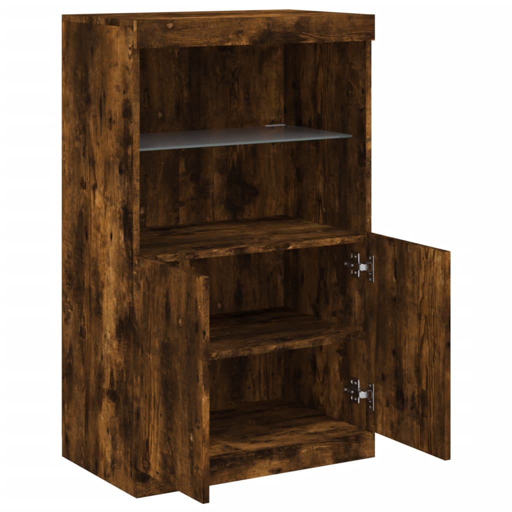 Sideboard mit LED-Leuchten Räuchereiche 60,5x37x100 cm