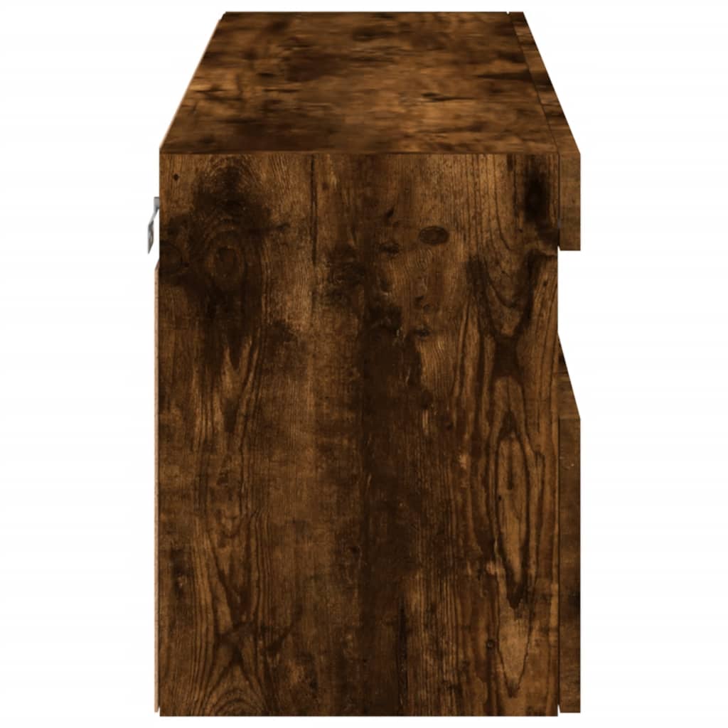 TV-Wandschrank mit LED-Leuchten Räuchereiche 100x30x40 cm