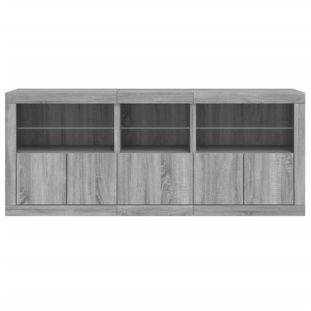 Sideboard mit LED-Leuchten Grau Sonoma 162x37x67 cm