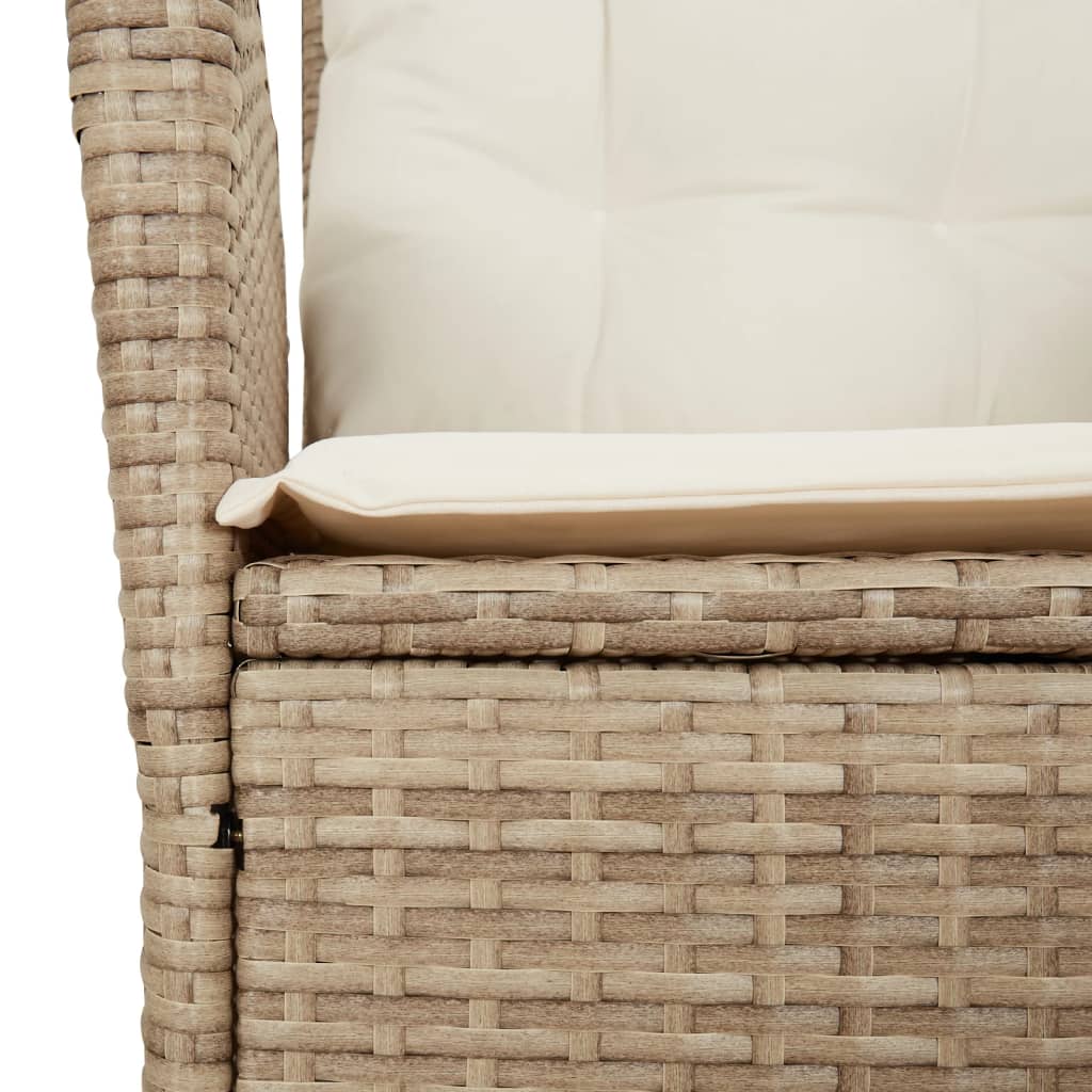 Gartensessel mit Kissen Verstellbar Beige Poly Rattan