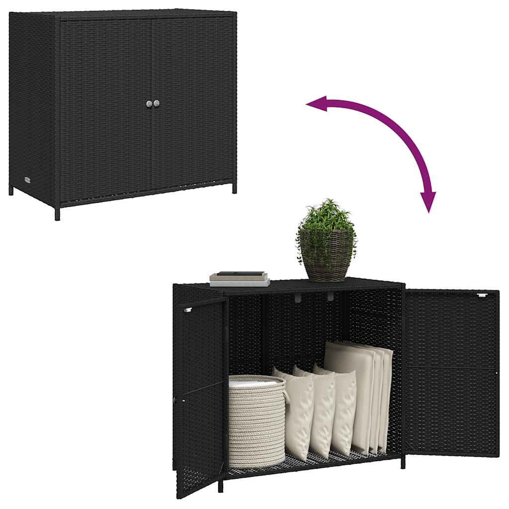 Gartenschrank Schwarz 83x45x76 cm Poly Rattan