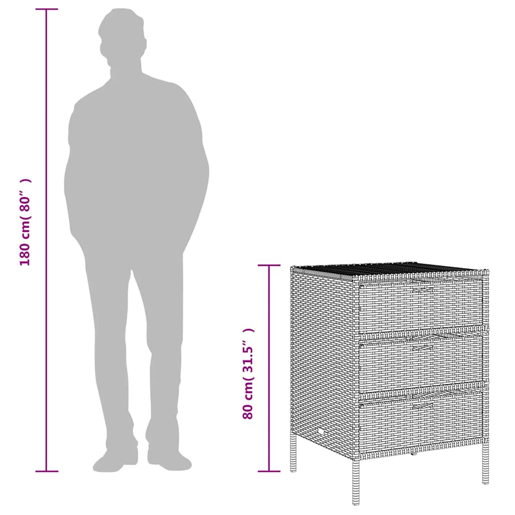 Gartenschrank Grau 55x59x80 cm Poly Rattan