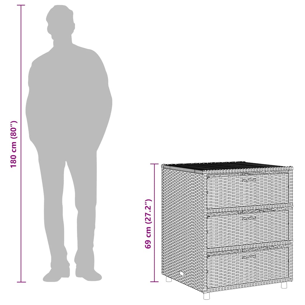 Gartenschrank Schwarz 55x59x69 cm Poly Rattan