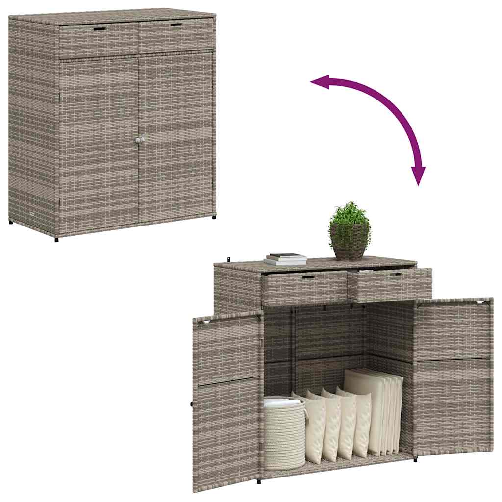 Gartenschrank Grau 105x55x113 cm Poly Rattan