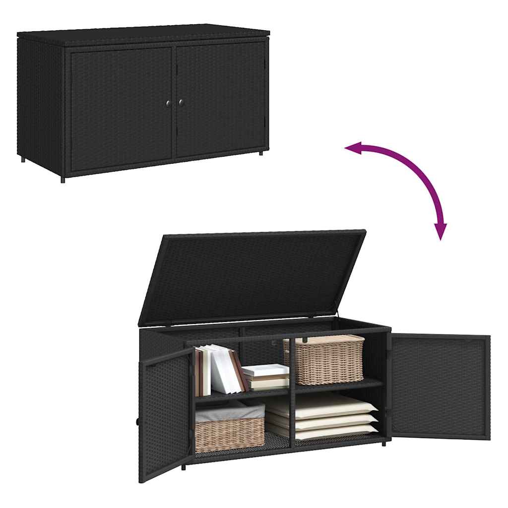 Gartenschrank Schwarz 110x55x60,5 cm Poly Rattan