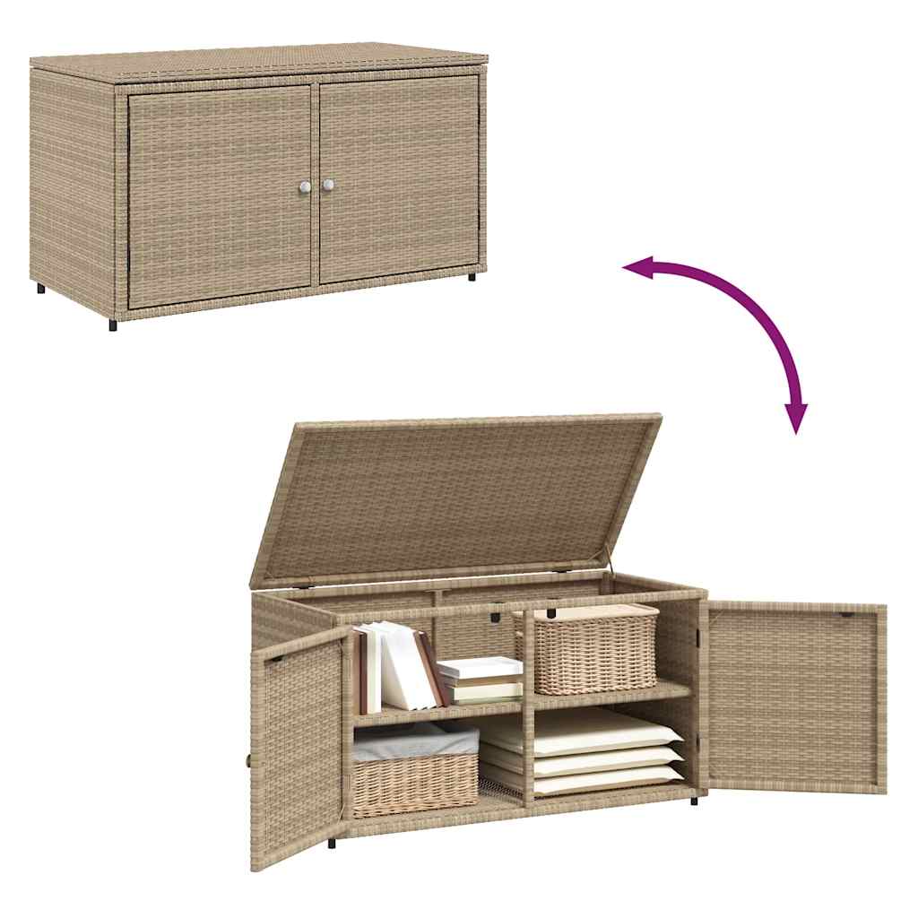 Gartenschrank Beige 110x55x60,5 cm Poly Rattan
