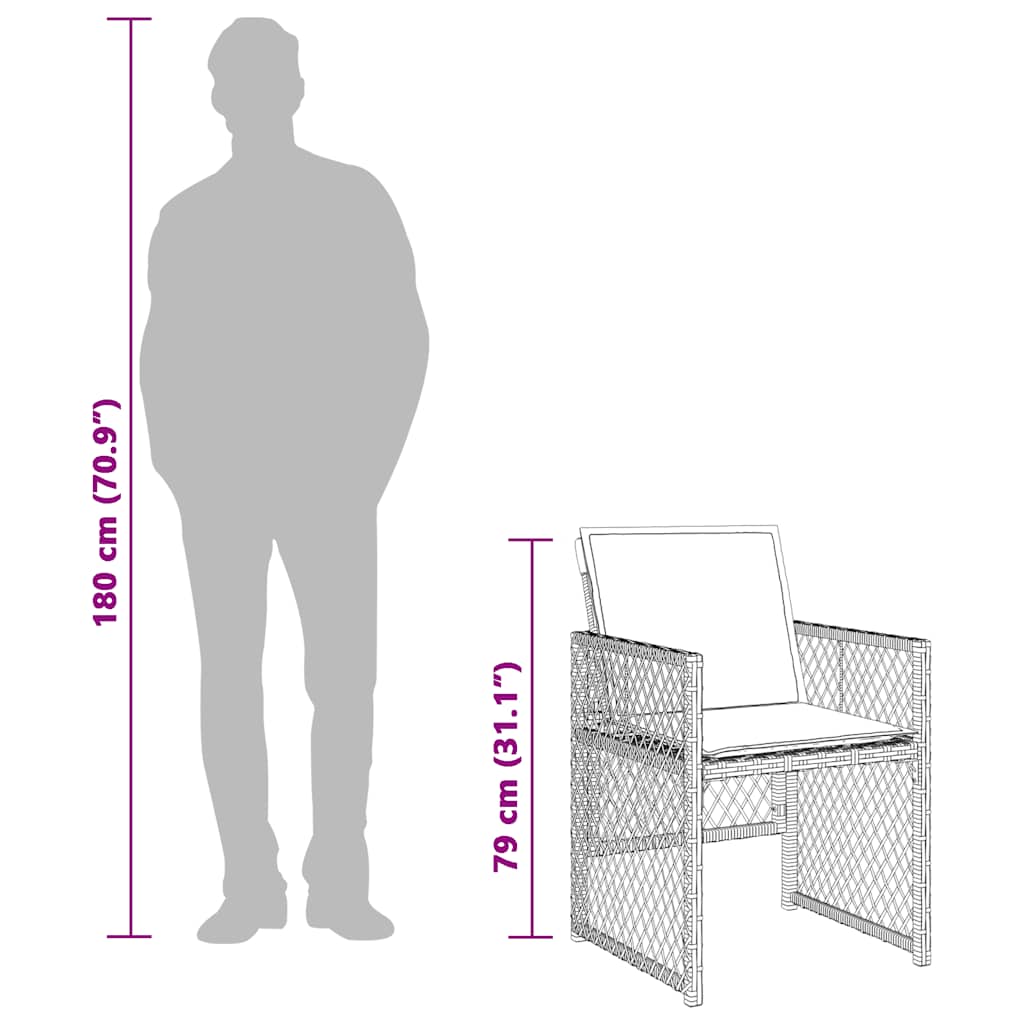 9-tlg. Garten-Essgruppe mit Kissen Beige Poly Rattan