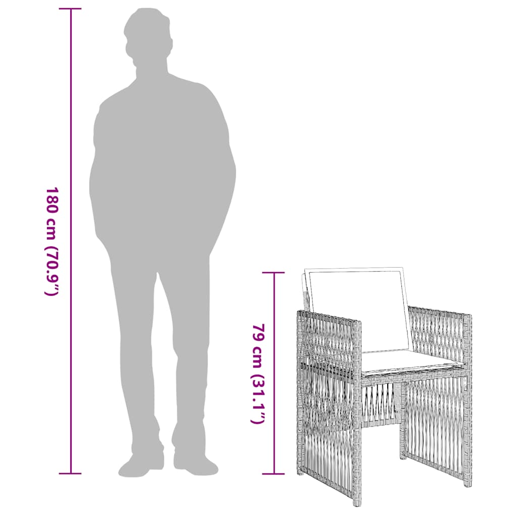 13-tlg. Garten-Essgruppe mit Kissen Hellgrau Poly Rattan