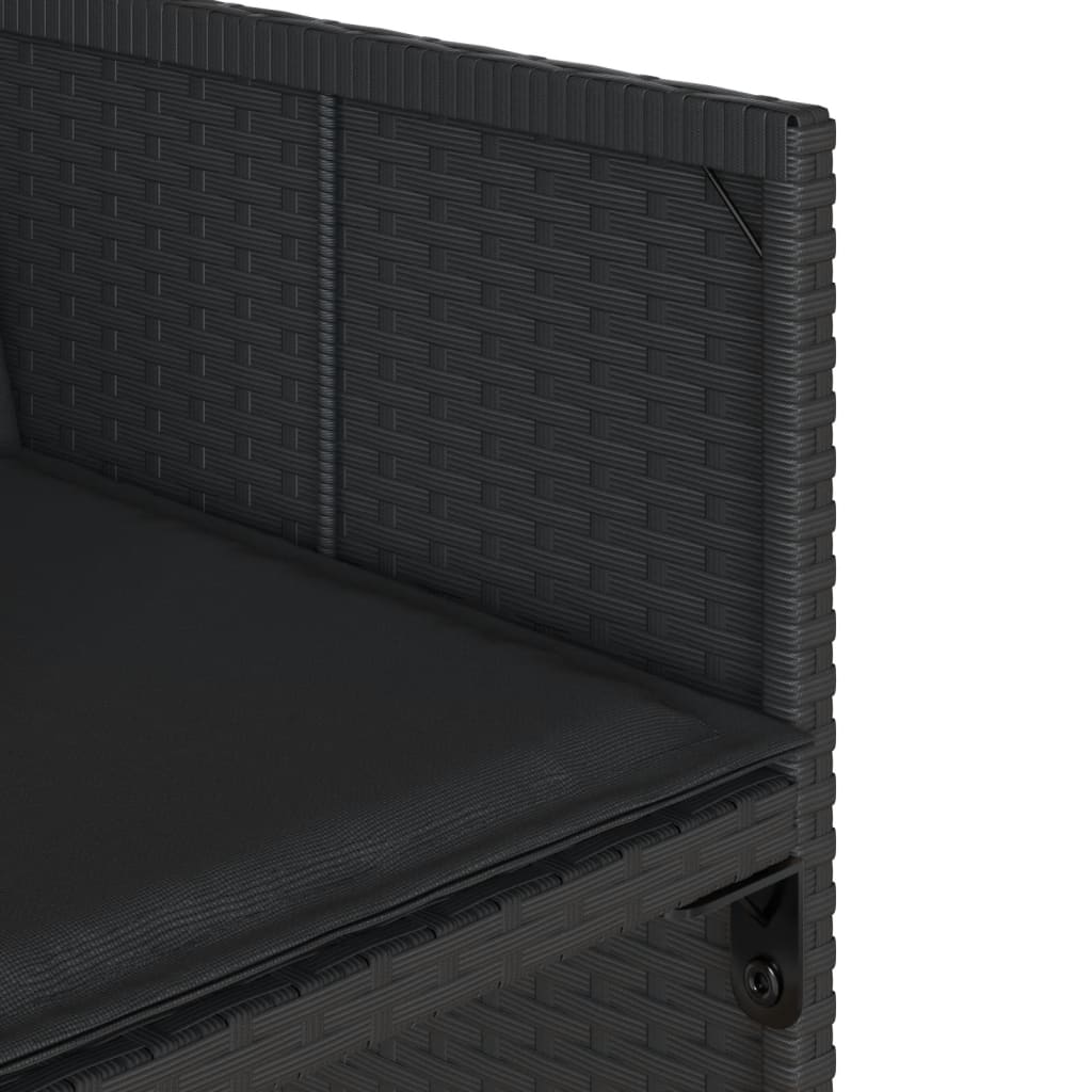 7-tlg. Garten-Essgruppe mit Kissen Schwarz Poly Rattan