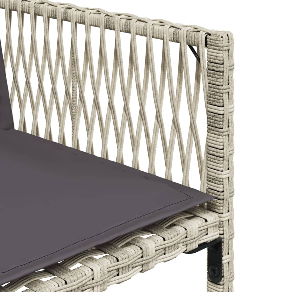 7-tlg. Garten-Essgruppe mit Kissen Hellgrau Poly Rattan