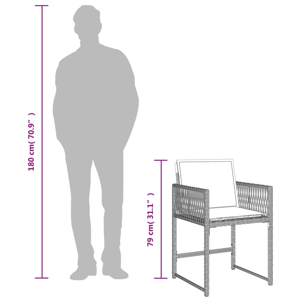 11-tlg. Garten-Essgruppe mit Kissen Hellgrau Poly Rattan